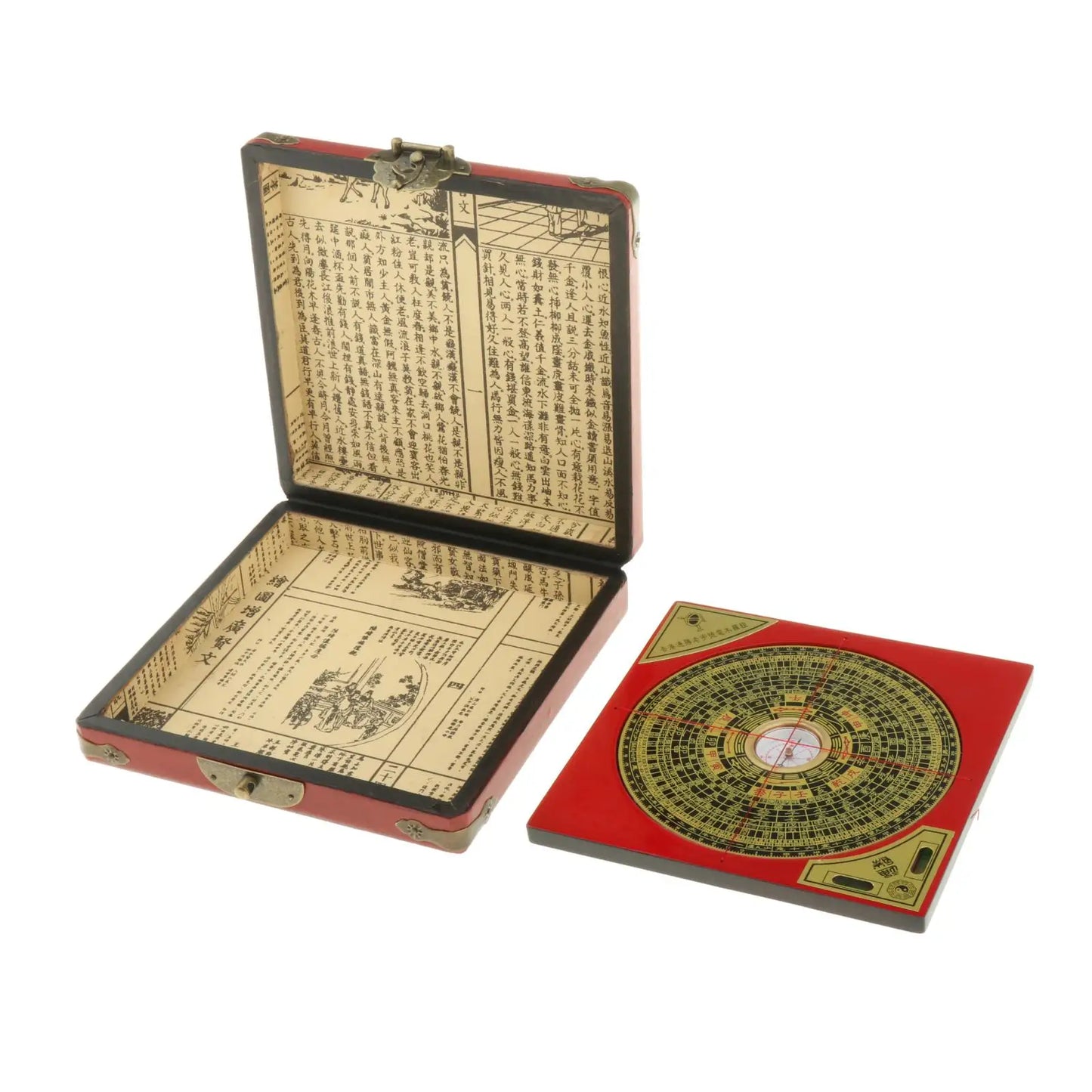 Large BaGua Feng Shui Luo Pan with 5-Inch Compass – Elegant Leather Box for Energy Analysis