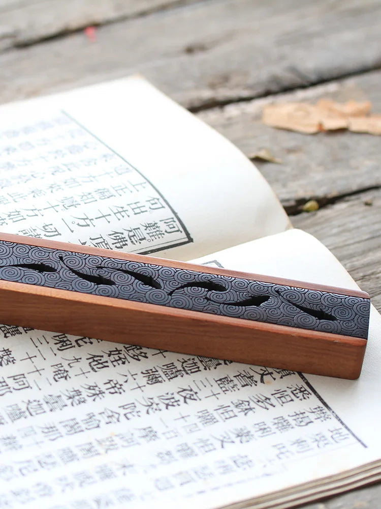 Antique Solid Wood Hollowed-Out Line Incense Box