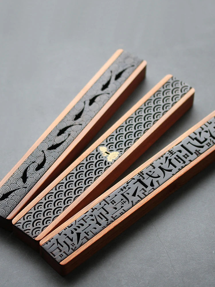 Antique Solid Wood Hollowed-Out Line Incense Box