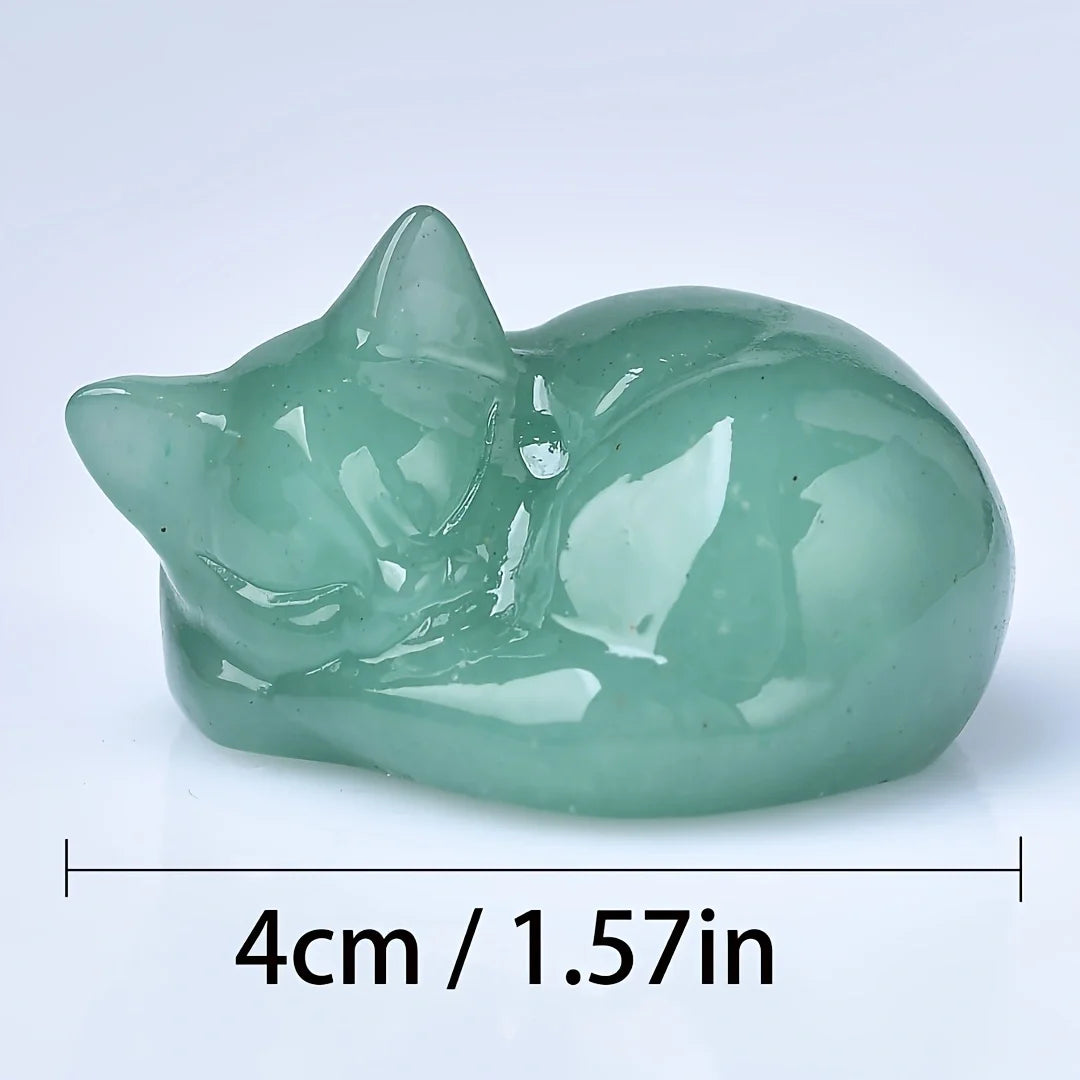 Natural Cupid Crystal Sleeping Cat Statue – Meditation Stone for Inner Peace