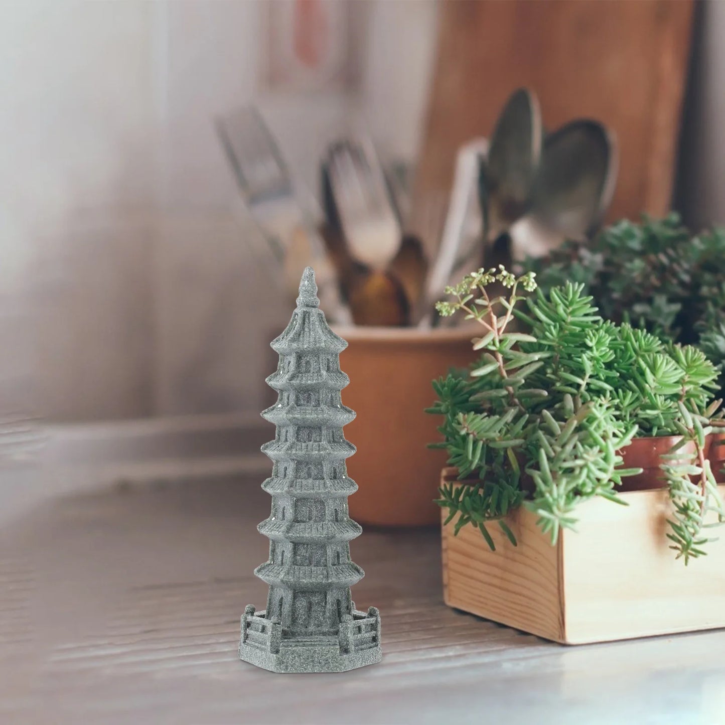 Pagoda Garden Miniature Statue Decor Outdoor Tower Ornaments Mini Zen Ornament Japanese Bonsai Lights Asian Sculpture Decoration