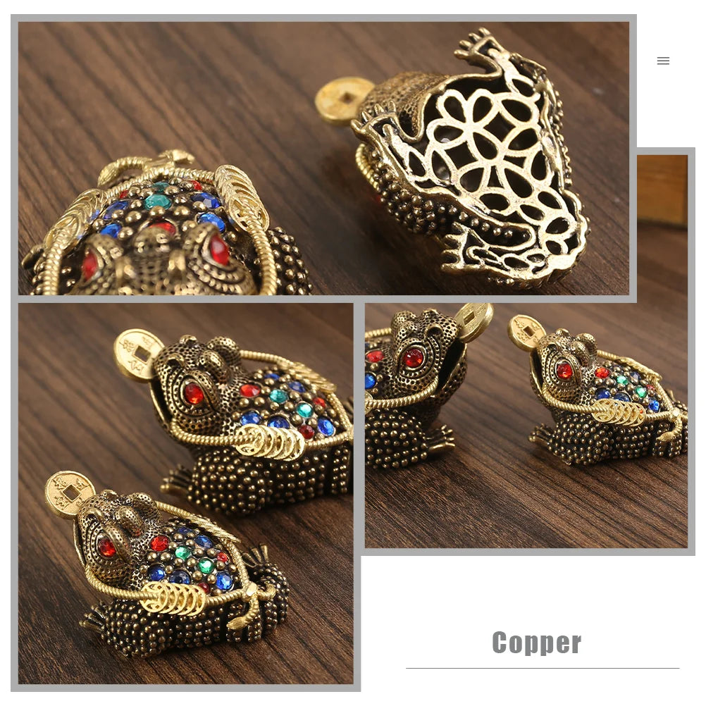 Brass Money Frog – Feng Shui Three-Legged Wealth Toad for Prosperity