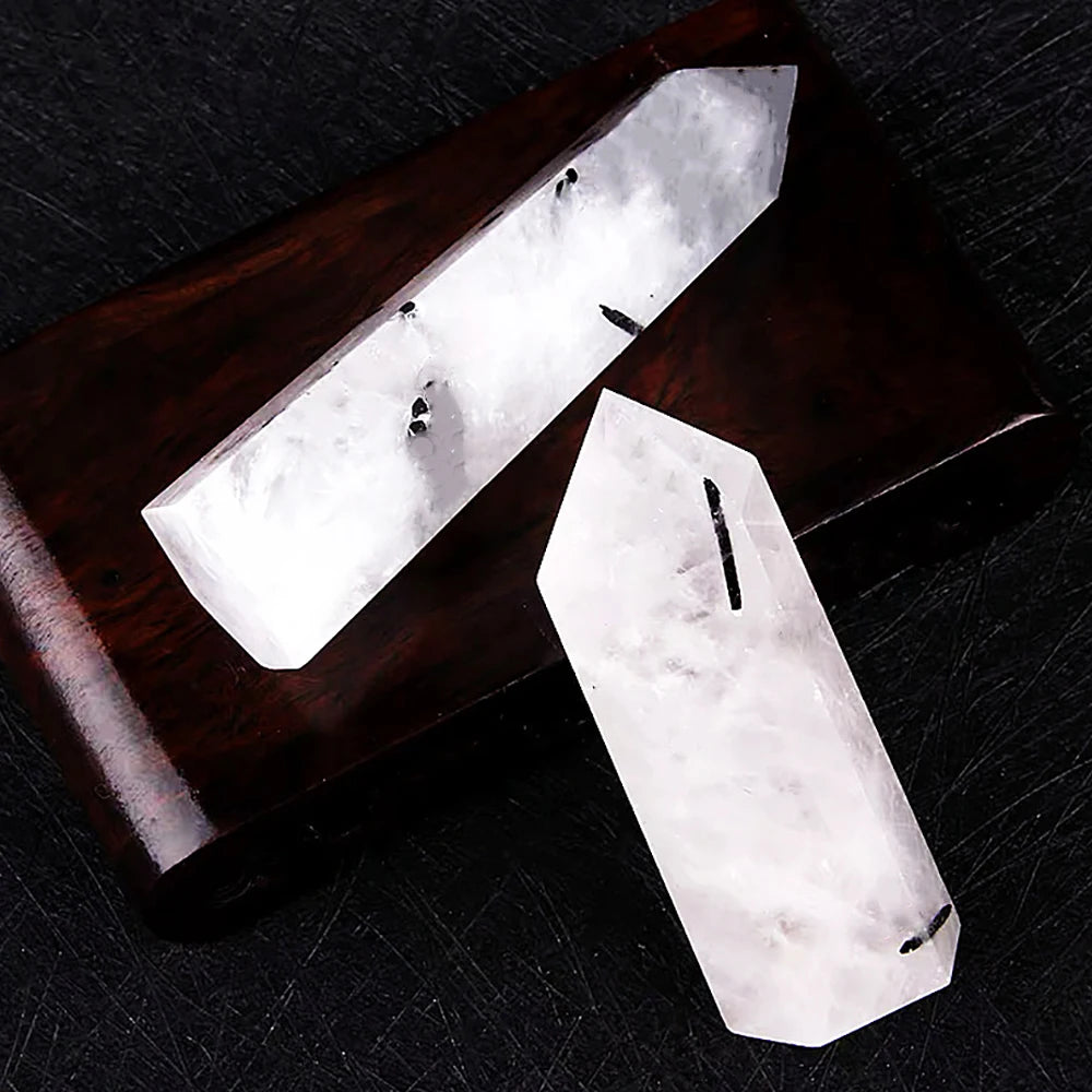 Natural Black Tourmaline Quartz Crystals – Hexagonal Point Design for Healing & Decoration
