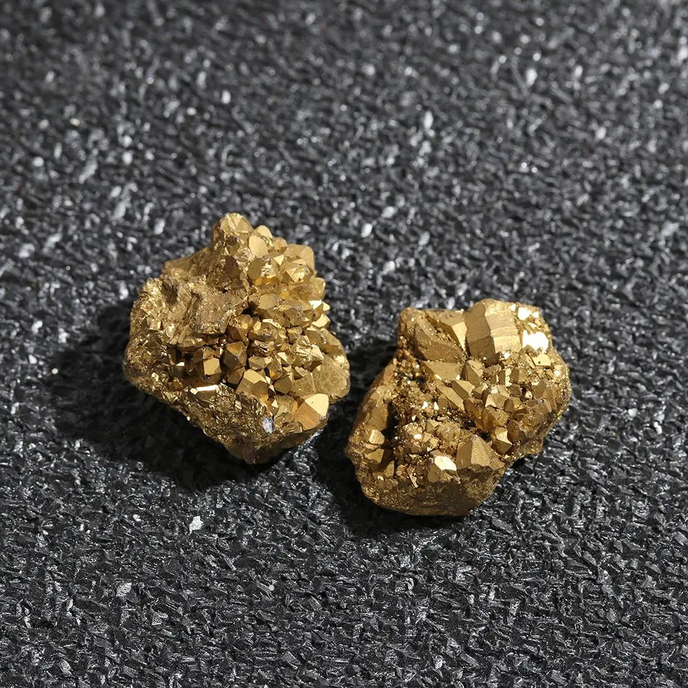 Gold Electroplated Titanium Geode Crystal Cluster