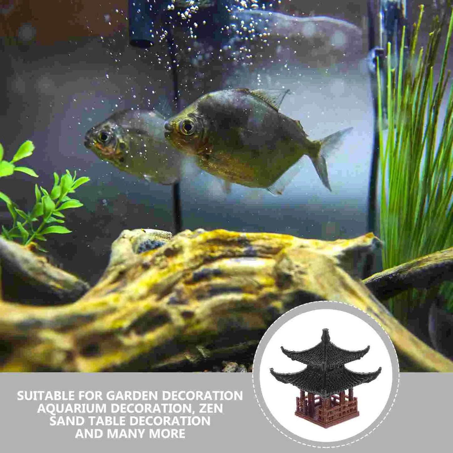 Mini Pagoda Statue Fairy Garden Decor Pavilion Hexagon Asian Exotic Environments Flower Vase Aquarium Dollhouse Decor For