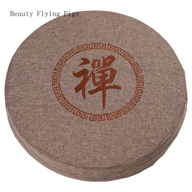 Elegant Cotton-Linen Round Futon Cushion - Ideal Meditation Mat for Home & Yoga
