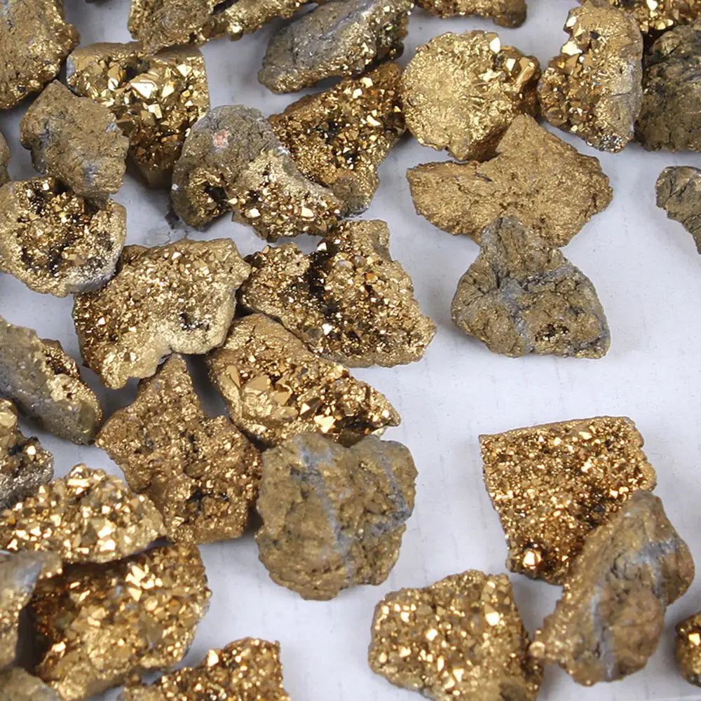 Gold Electroplated Titanium Geode Crystal Cluster