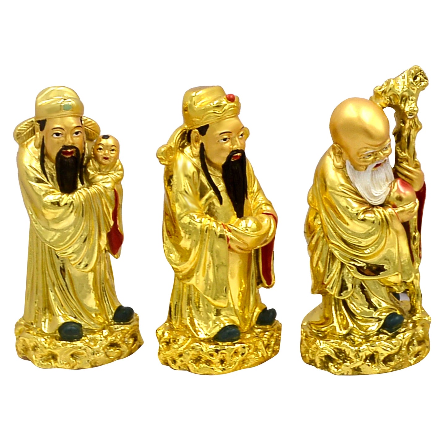 Feng Shui Fuk Luk Sau Statues - Deities of Health, Wealth, and Happiness