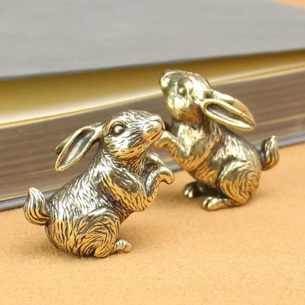Brass Rabbit Figurine - Charming Chinese Zodiac Desk Ornament