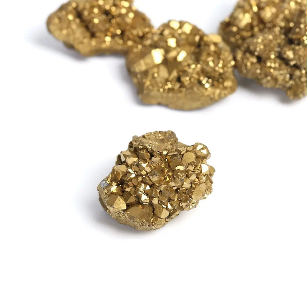 Gold Electroplated Titanium Geode Crystal Cluster