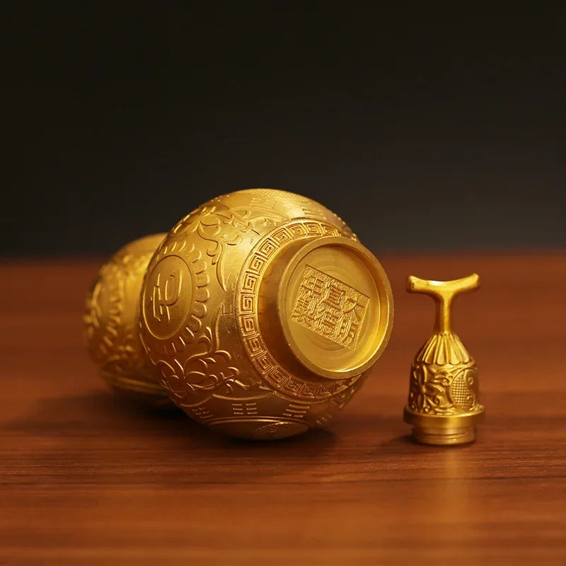 Chinese Pure Copper Hu Lu Wu Lou Gourd – Feng Shui Wealth and Health Symbol