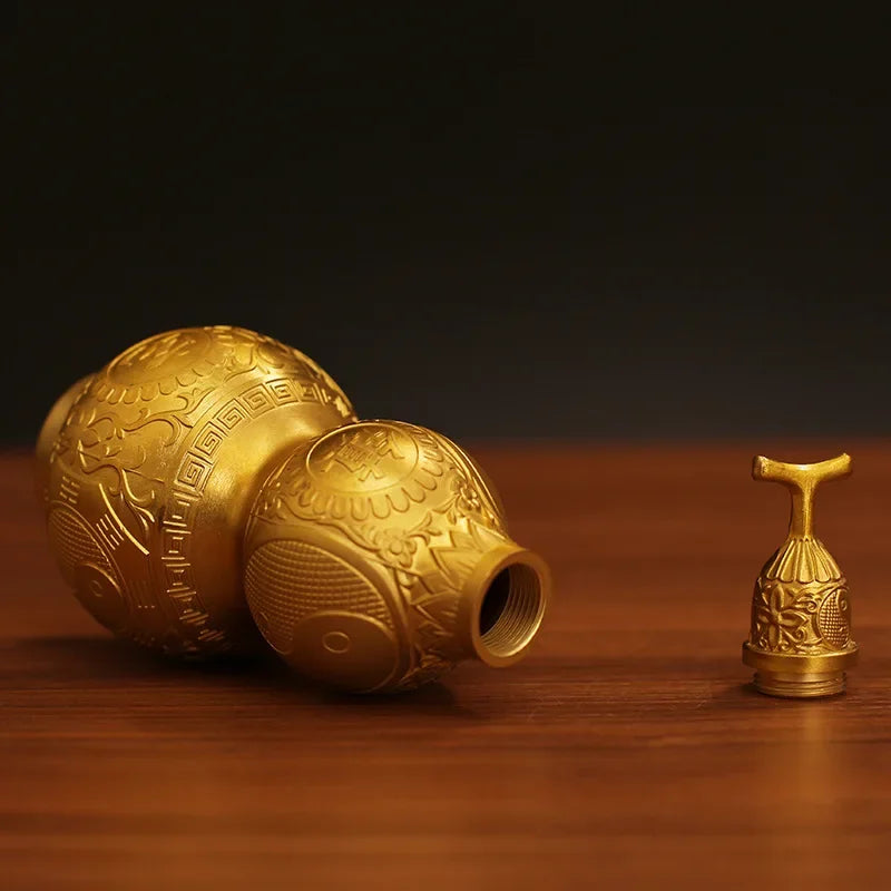 Chinese Pure Copper Hu Lu Wu Lou Gourd – Feng Shui Wealth and Health Symbol