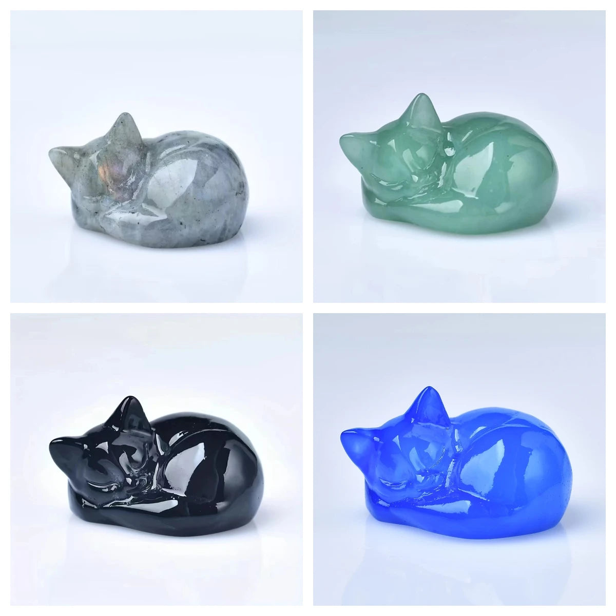 Natural Cupid Crystal Sleeping Cat Statue – Meditation Stone for Inner Peace