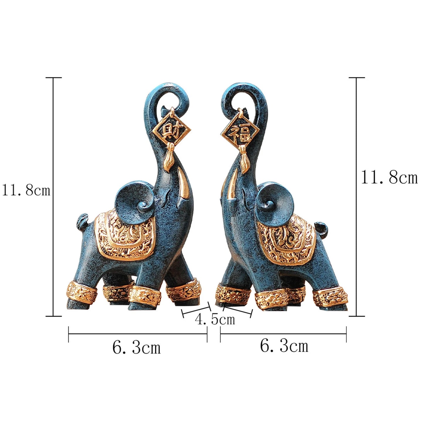 Nordic Style Elephant Statues - Set of 2 Elegant Resin Figurines