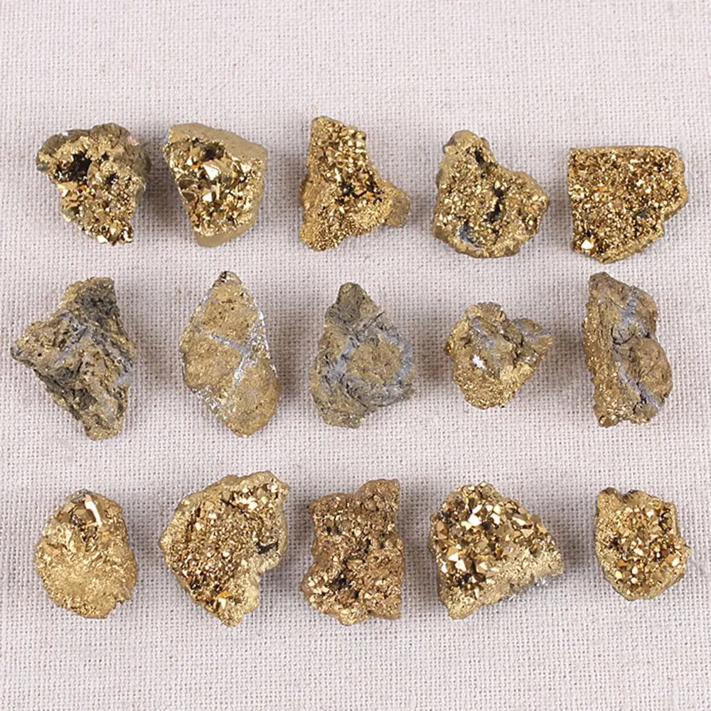 Gold Electroplated Titanium Geode Crystal Cluster