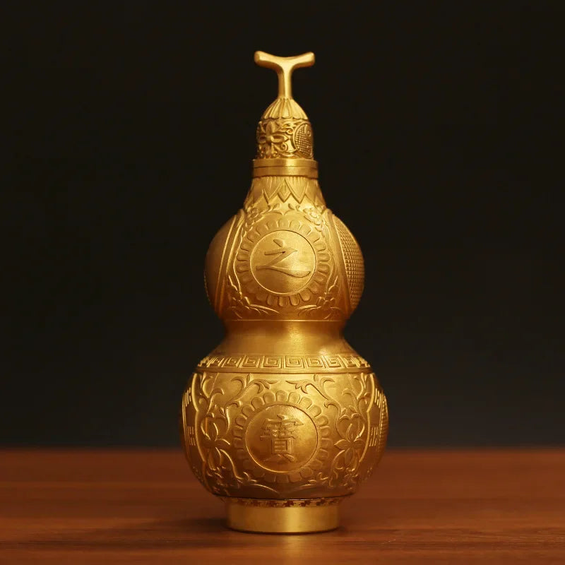 Chinese Pure Copper Hu Lu Wu Lou Gourd – Feng Shui Wealth and Health Symbol
