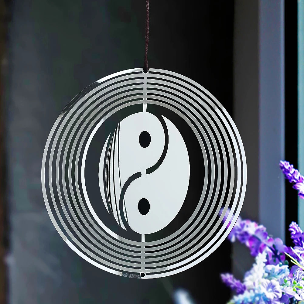 Whirligig 3D Yin - Yang Wind Spinner - Stainless Steel Garden Decoration