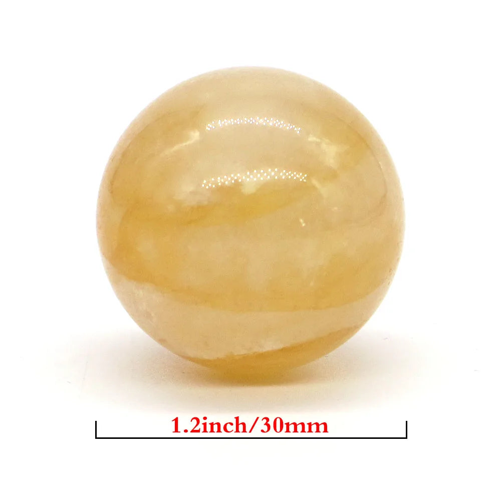 Natural Stone Crystal Ball Sphere with Yellow Inclusions – Reiki Healing Quartz for Feng Shui & Home Decor