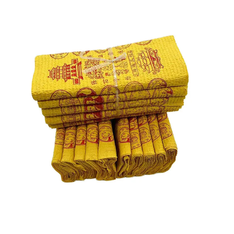 Traditional Chinese Ancestor Money – Gold and Yellow Joss Paper Set (140 Pcs) for Ritual Offerings