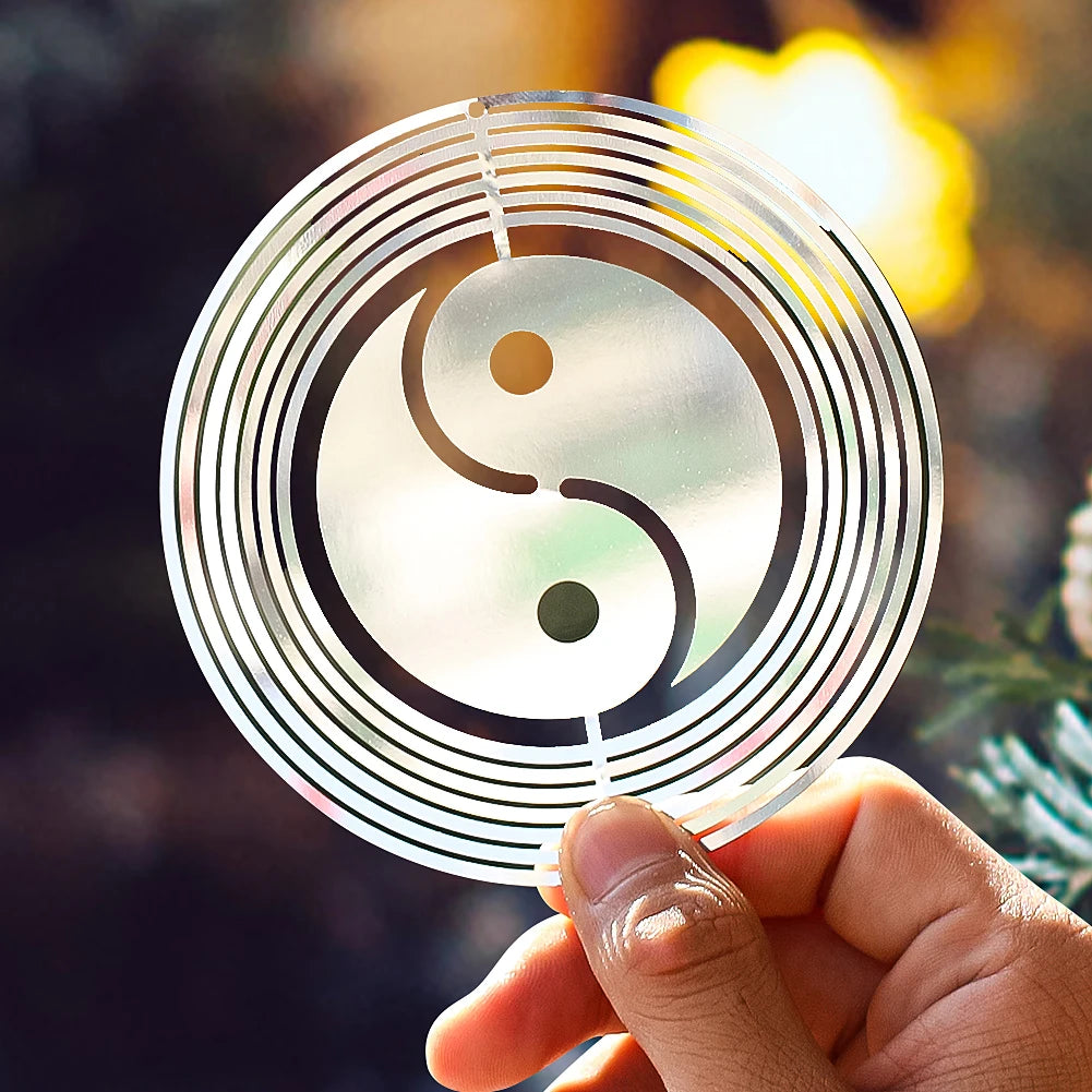 Whirligig 3D Yin - Yang Wind Spinner - Stainless Steel Garden Decoration