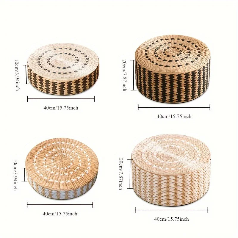 Handmade Cattail Futon Cushion - Round Meditation & Yoga Mat for Comfortable Seating