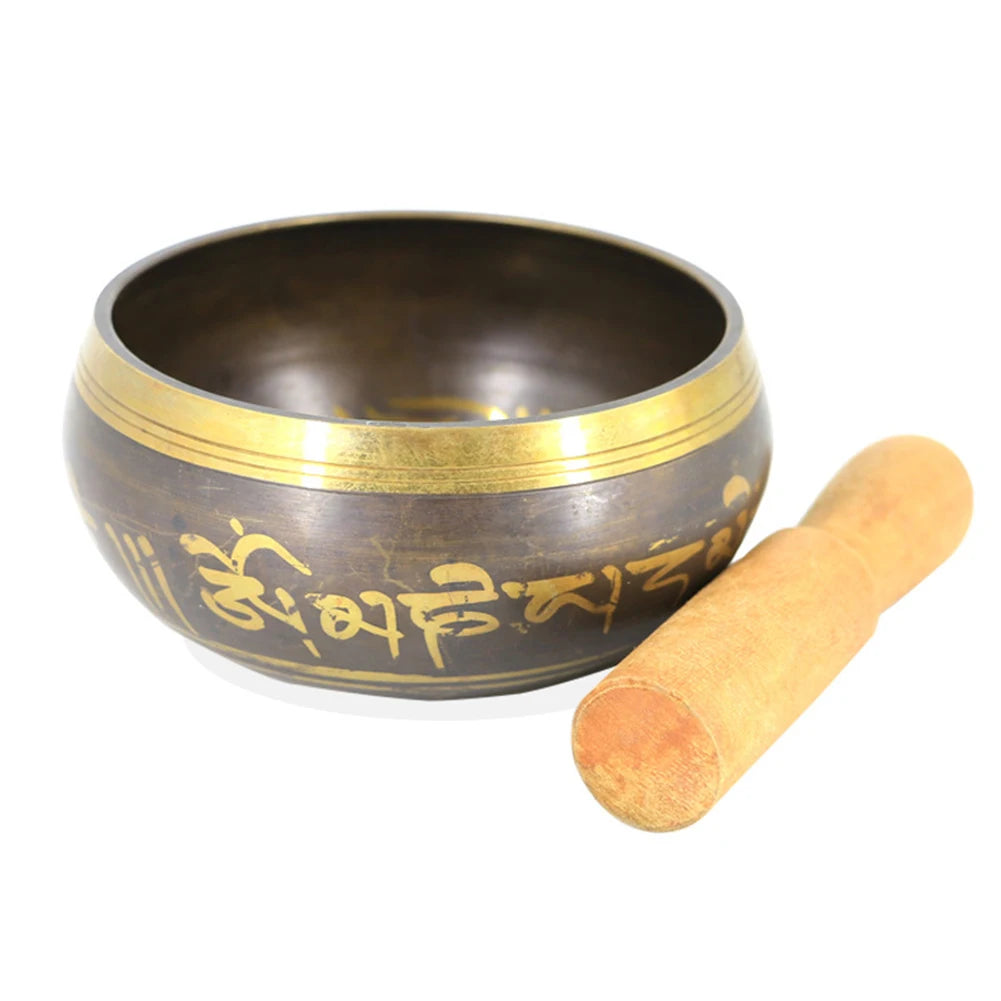 Handmade Tibetan Copper Singing Bowl Set – Complete with Mallet and Mat for Meditation