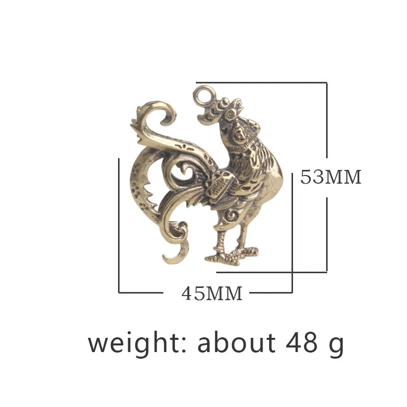 Brass Rooster Figurine - Chinese Zodiac Decoration and Gift for Good Fortune