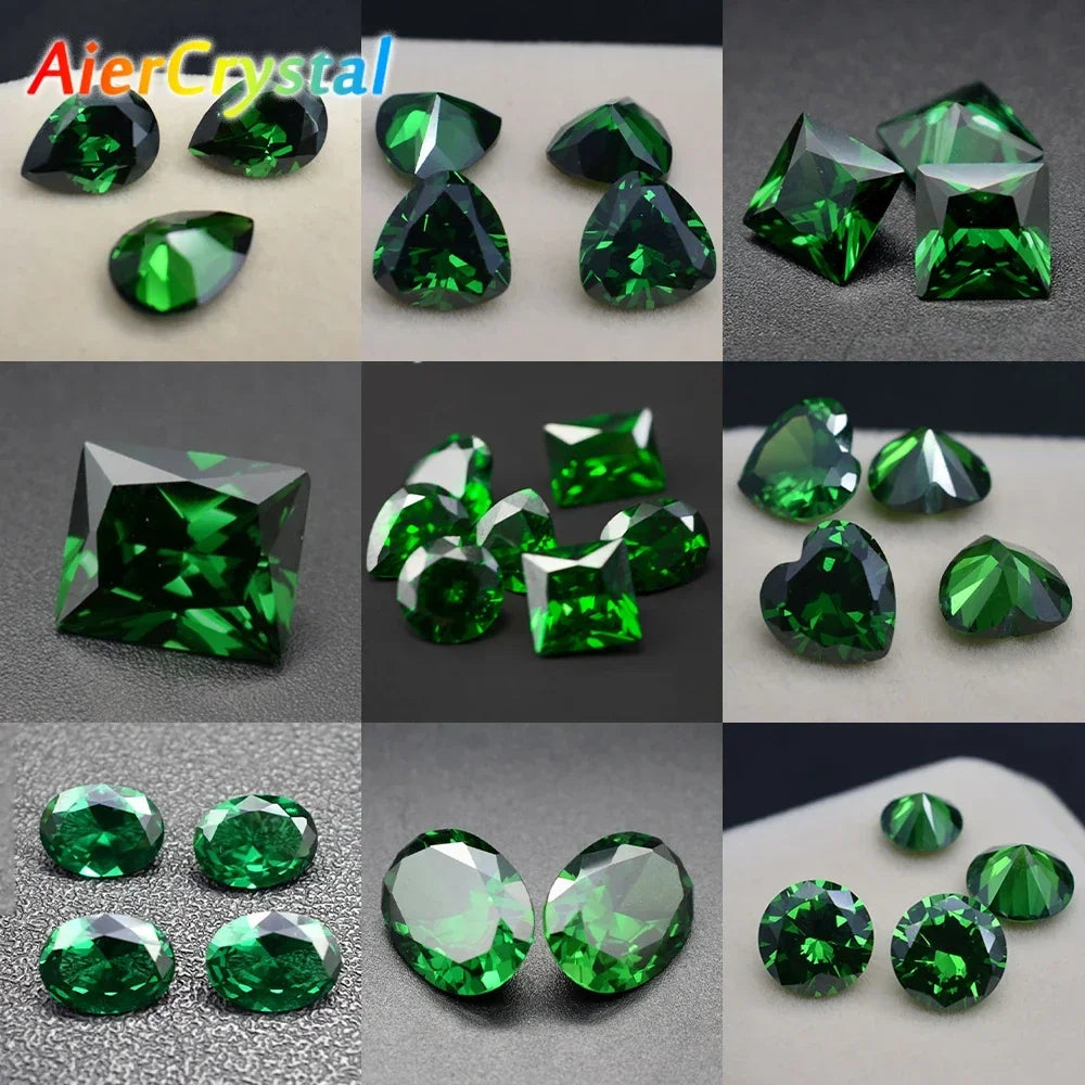 Loose Bulk Synthetic Emerald Corundum Crystals for Jewelry Making