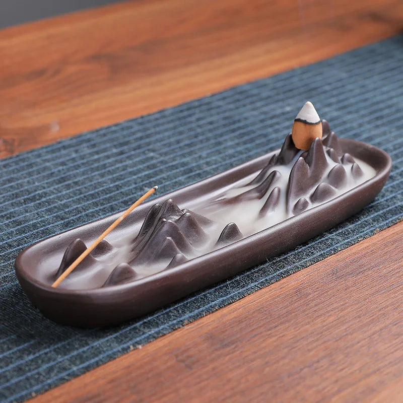 Ceramic Backflow Incense Dragon Boat Burner - Serene Home Decor