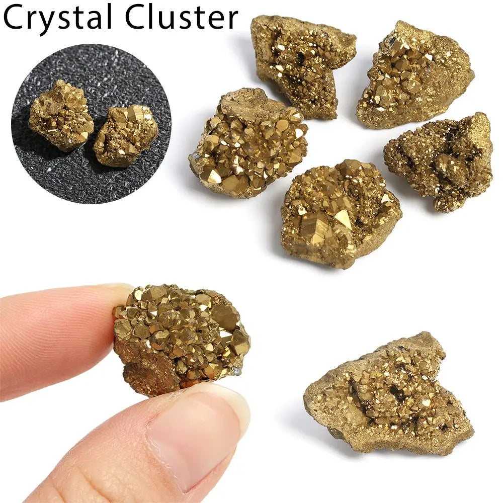 Gold Electroplated Titanium Geode Crystal Cluster
