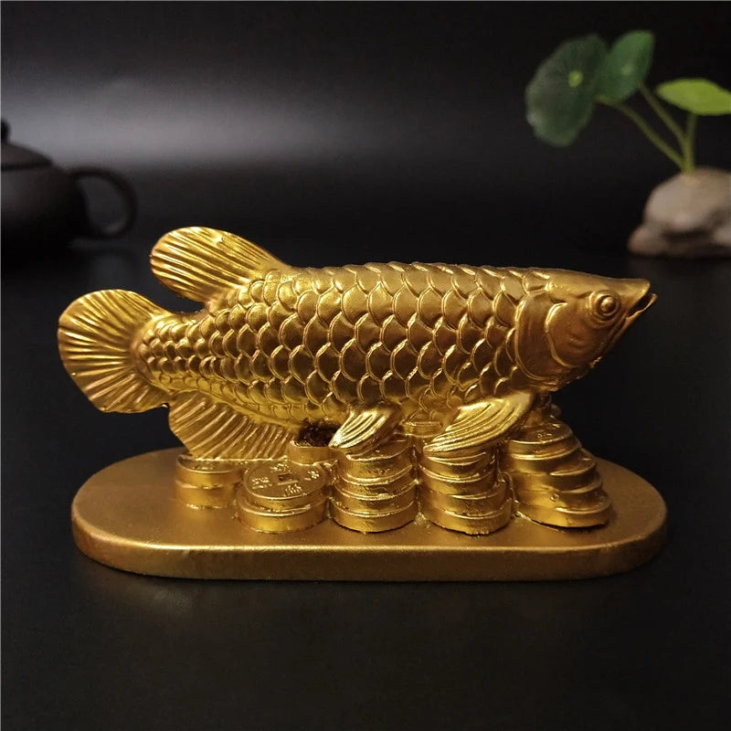 Gold Animal Fish Statue - Lucky Feng Shui Ornament