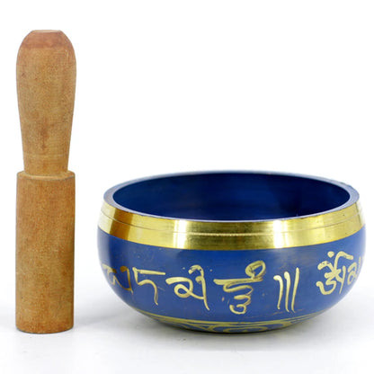 Silent Mind Tibetan Singing Bowl Set – Blue Design for Peace and Tranquility