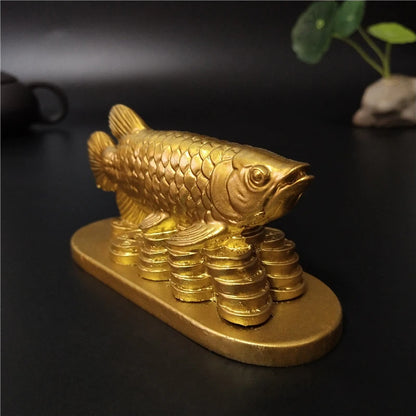 Gold Animal Fish Statue - Lucky Feng Shui Ornament