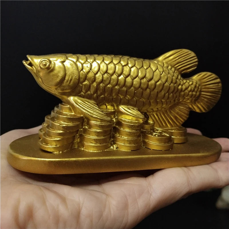 Gold Animal Fish Statue - Lucky Feng Shui Ornament