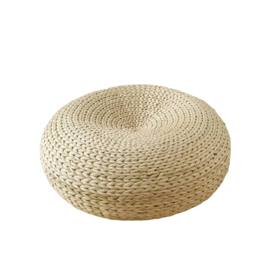 Hand-Woven Round Tatami Cushion - Versatile Floor Pillow for Meditation & Yoga