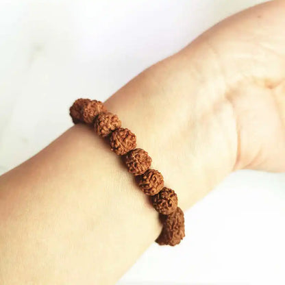 Unisex Bodhi Rudraksha Beads Bracelet with Tibet Dzi & Brass Coin Spacer – Casual/Sporty Style