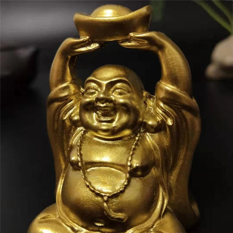 Handmade Resin Buddha Statue - Symbol of Good Luck, Wealth, and Prosperity