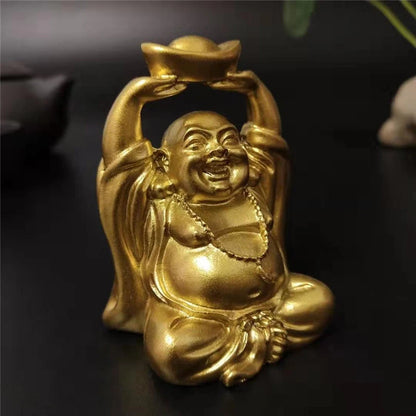 Handmade Resin Buddha Statue - Symbol of Good Luck, Wealth, and Prosperity