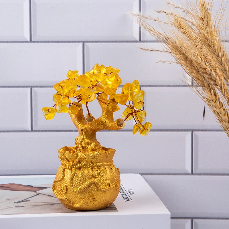 Natural Crystal Bonsai Money Tree - Feng Shui Wealth and Luck Decor