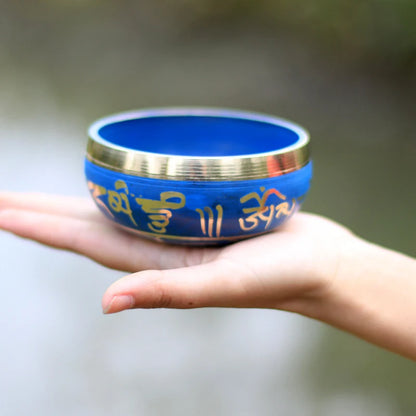 Silent Mind Tibetan Singing Bowl Set – Blue Design for Peace and Tranquility