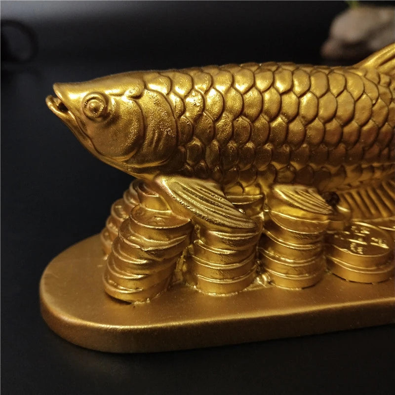 Gold Animal Fish Statue - Lucky Feng Shui Ornament