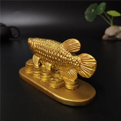 Gold Animal Fish Statue - Lucky Feng Shui Ornament