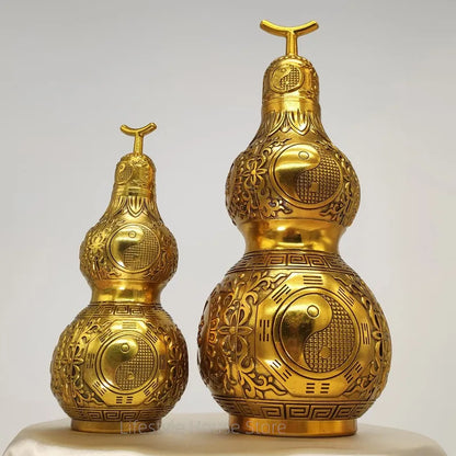 Brass Wu Lou Hu Lu Gourd: Feng Shui Symbol of Good Luck and Wealth