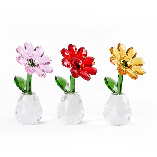 Crystal Sunflower Figurines & Miniature Glass Craft Fengshui Ornament Crystal Figurines Glass Paperwight Home Decor Love Present