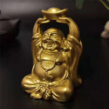 Handmade Resin Buddha Statue - Symbol of Good Luck, Wealth, and Prosperity