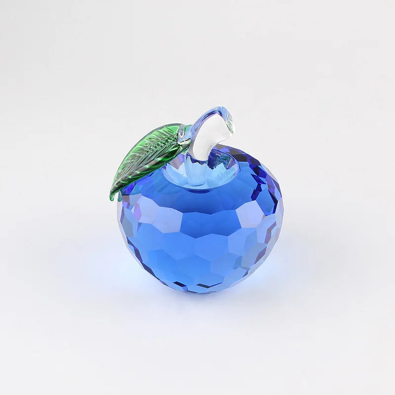 Crystal Faced Apple Figurine – Elegant Glass Fruit Ornament for Home and Office Decor