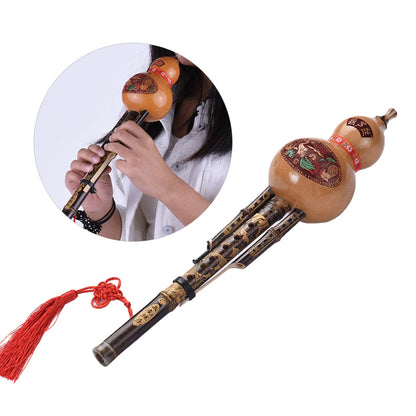 Handmade Black Bamboo Hulusi Gourd Flute – Feng Shui Ethnic Musical Instrument Key of C