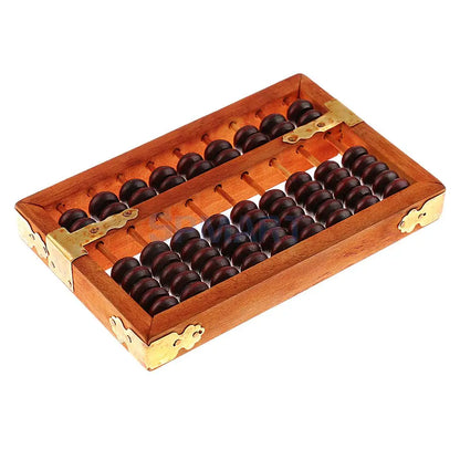 Vintage Chinese Wooden Bead Arithmetic Abacus with Box Classic Ancient Calculator Counting Collection Gift for Children Adult