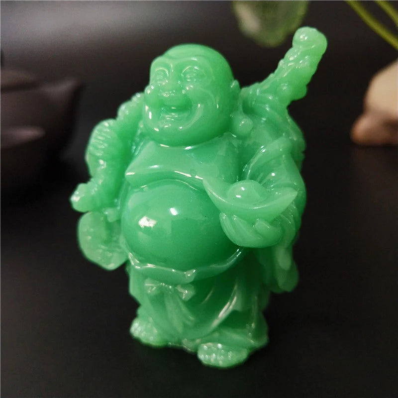 Glowing Chinese Money Laughing Buddha Statue - Symbol of Good Fortune and Happiness