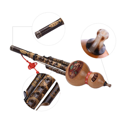 Handmade Black Bamboo Hulusi Gourd Flute – Feng Shui Ethnic Musical Instrument Key of C